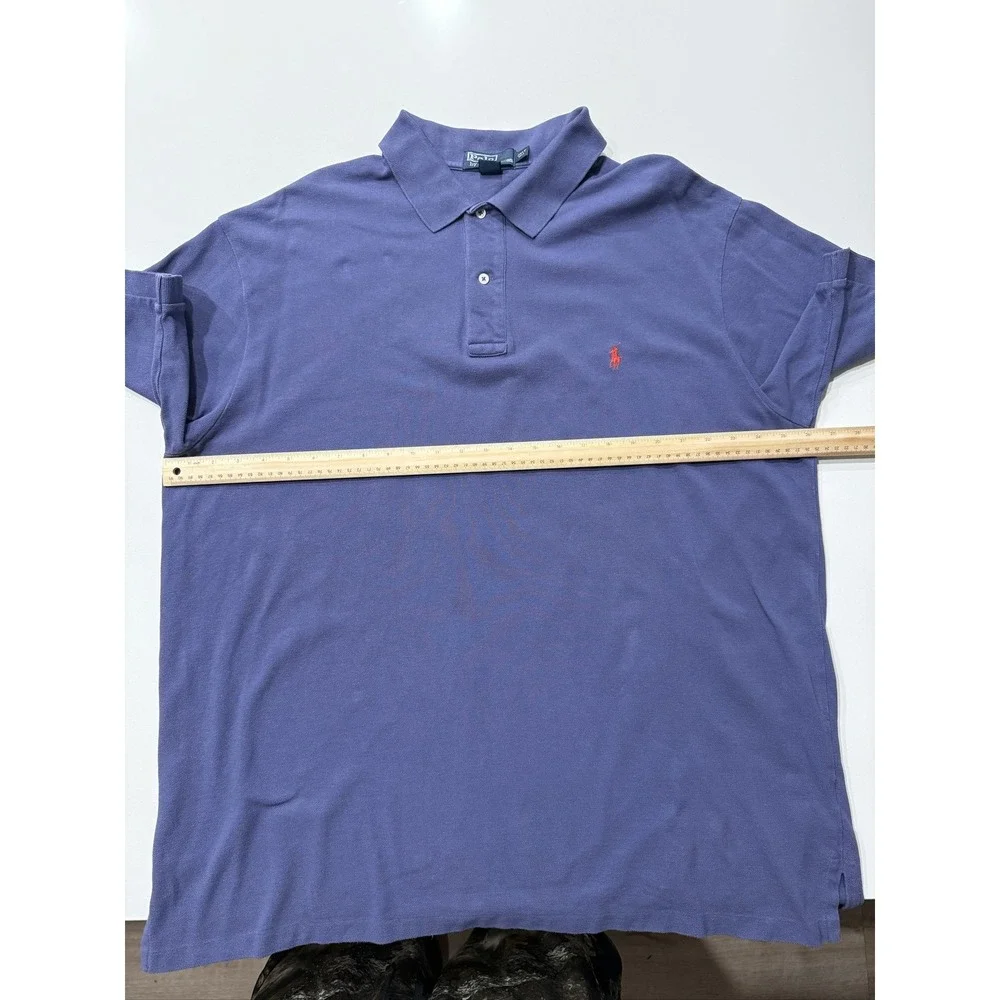 Polo Ralph Lauren Iconic Mesh Polo Shirt 2XLT Blue Cotton Red Logo